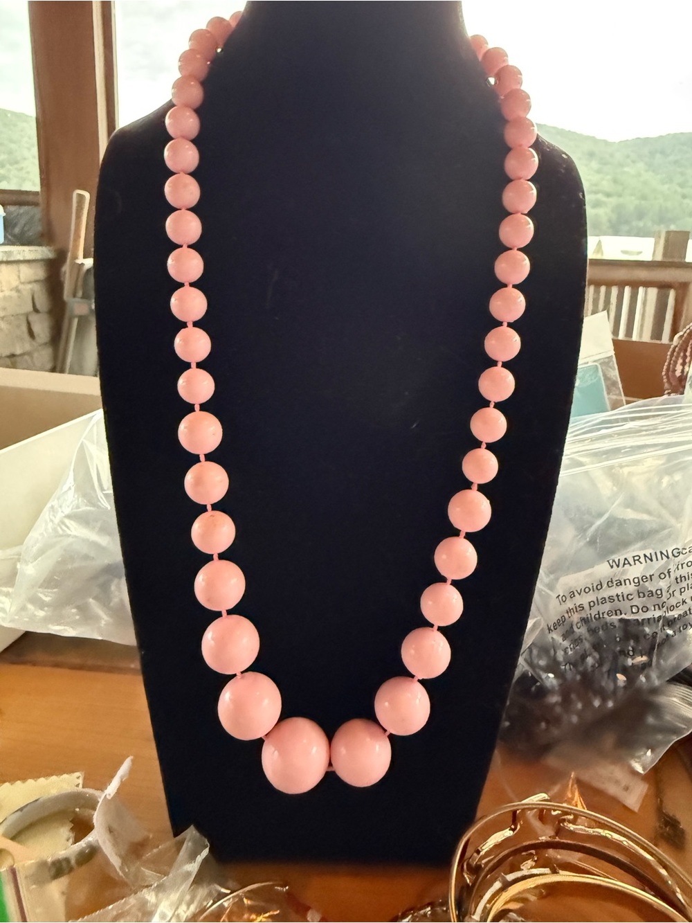 Vintage  Pink Bead Necklace - Elegant Women’s Jewelry